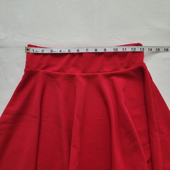 Red Pleated Mini Flare Skater Skirt Womens Medium Coquette Preppy - Picture 6 of 7
